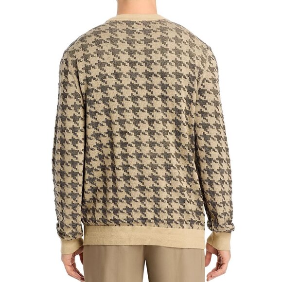 Hugo Boss Men's HUGO Steeth LS Houndstooth Jacquard Knit Crewneck Sweater Beige - Picture 2 of 6